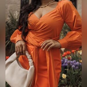 The Drop size XL Women's Burnt Orange Sweetheart Surplice Top with Ties